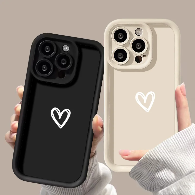 Simple Love Heart Phone Cases For iPhone 14 15 Pro Max Cases iPhone 11 12 13 XR X XS Max SE 2022 2020 7 8 Plus Protection Covers