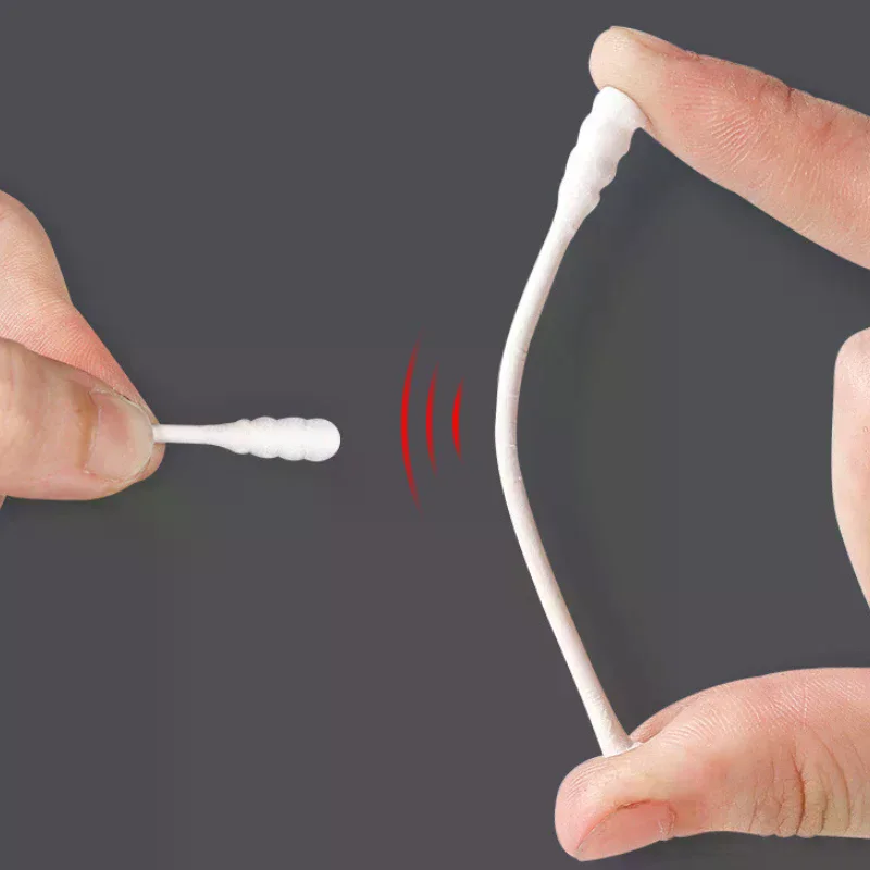 Black And White Cotton Swab 100Pcs/Box 2-in-1 Ear Digging Spoon Double Ended Cotton Stick Spiral Ear Cleaner Disposable Cleanin