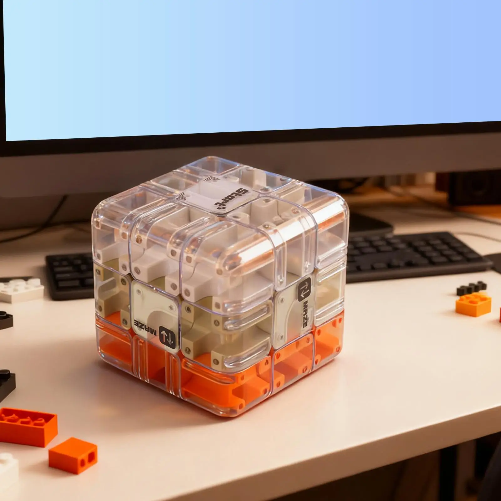 ลูกบาศก์เขาวงกต 3 มิติ ของเล่นฝึกสมอง เกมปริศนาเขาวงกต สำหรับเด็กชาย เด็กหญิง ใช้ได้ที่บ้าน เดินทาง งานปาร์ตี้ ห้องเรียน รถยนต์