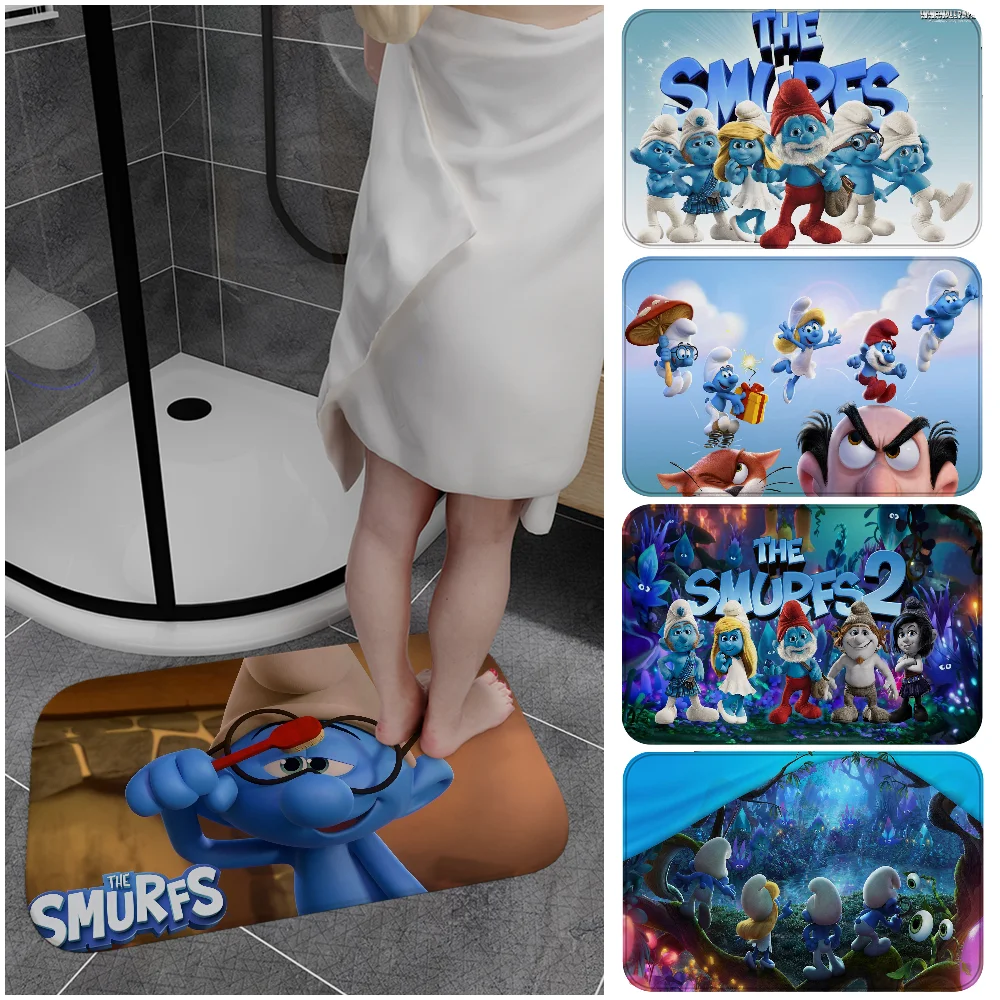 SMURF Bath Mat Nordic Style Home Doormat Bathroom-Toilet Mats Bedroom Welcome Doormat