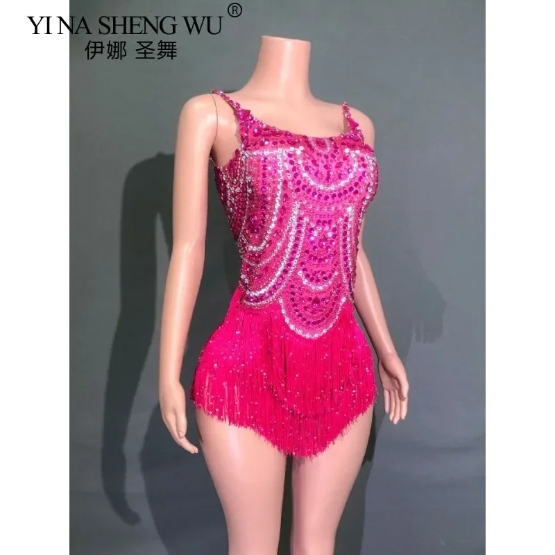 women's-sexy-blue-rhinestones-tassels-bodysuit-for-dance-performance-nightclub-stage-wear-birthday-costume-for-singer-dancer