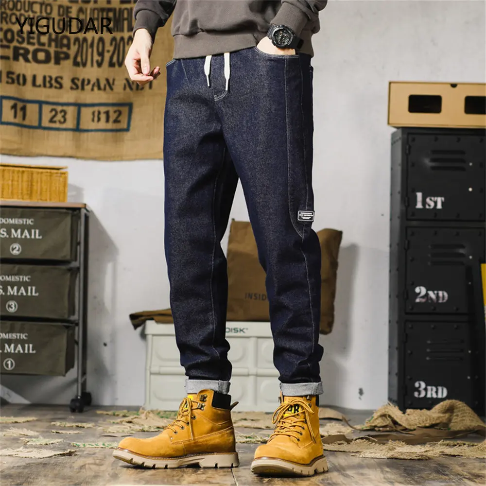 

High Quality Spring Summer Men's Harem Jeans Denim Cargo Pants Jogger Goth Hip Hop Trousers Male Grey Large Size 5XL 6XL