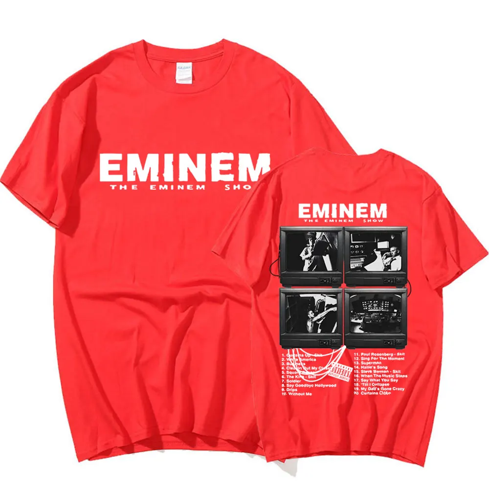 Rapper Eminem Music Album Tirl World Tour Gift para fãs de camisetas gráficas homens mulheres mulheres vintage de grande tamanho tshirts streetwear