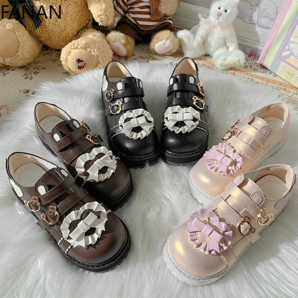 

Original Lolita Shoes Women's Japanese Platform Round Head Student Jk Uniform Kawaii Sweet Comfort Flat Shoes Single Shoes