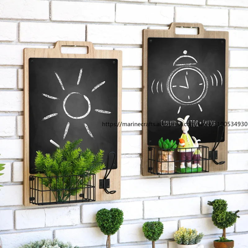 

Nordic Wall Storage Flower Basket Retro Blackboard Wall Hanging Decoration Creative Message Board Hanging Decoration