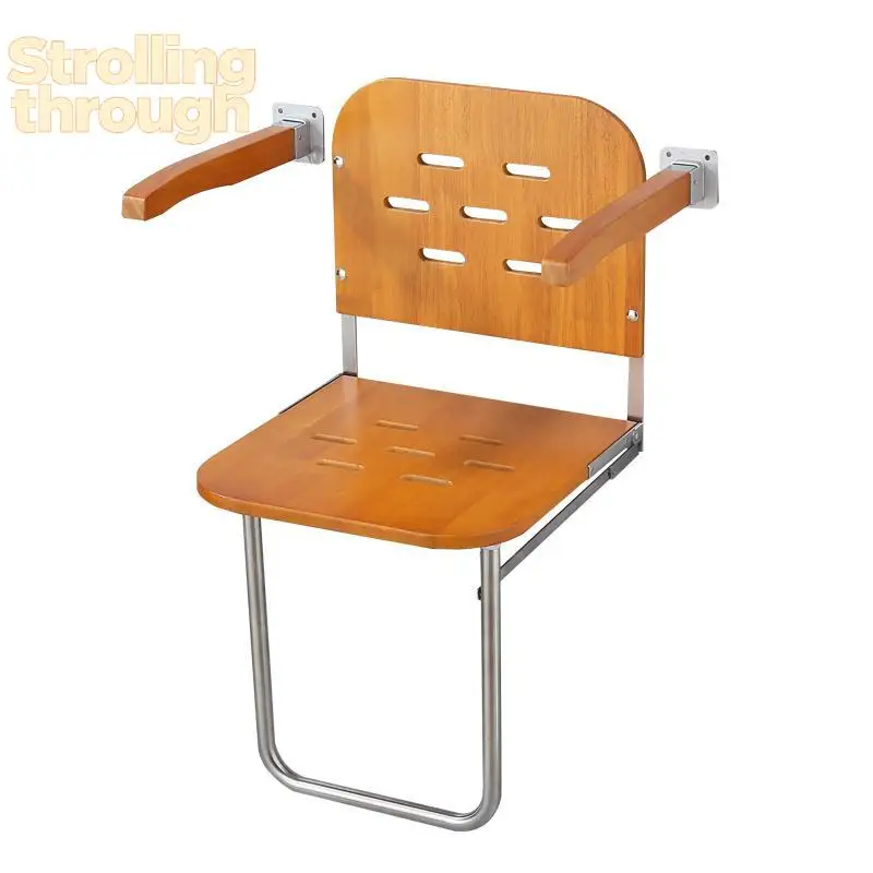 

Wall Mounted Folding Shower Chair - Elderly &Pregnant Women Bath Seat Space-Saving Foldable Bathroom Stool with Anti-Slip Design