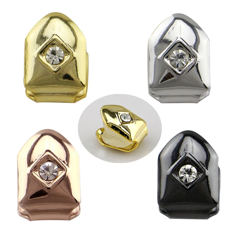 1Pcs Point Diamond Hip Hop Gold Teeth Single Diamond Teeth Grillz 14K Gold-Plated Hip Hop Braces