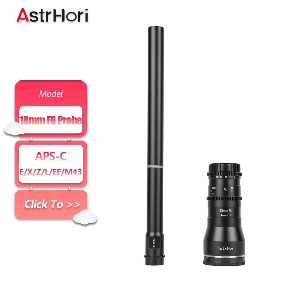 

AstrHori 18mm F8 APS-C Macro Probe Camera Lens for 2:1 Magnification Macro Photography with Sony E Fujifilm XF Nikon Z EF L M43