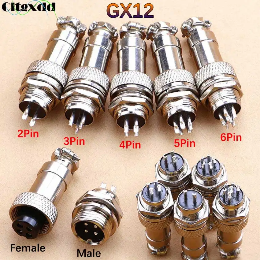 1/5/10Set GX12 2P 3Pin 4Pin 5Pin 6Pin Docking Aviation Plug Male Female Socket Butting Wire Cable Waterproof Circular Connector