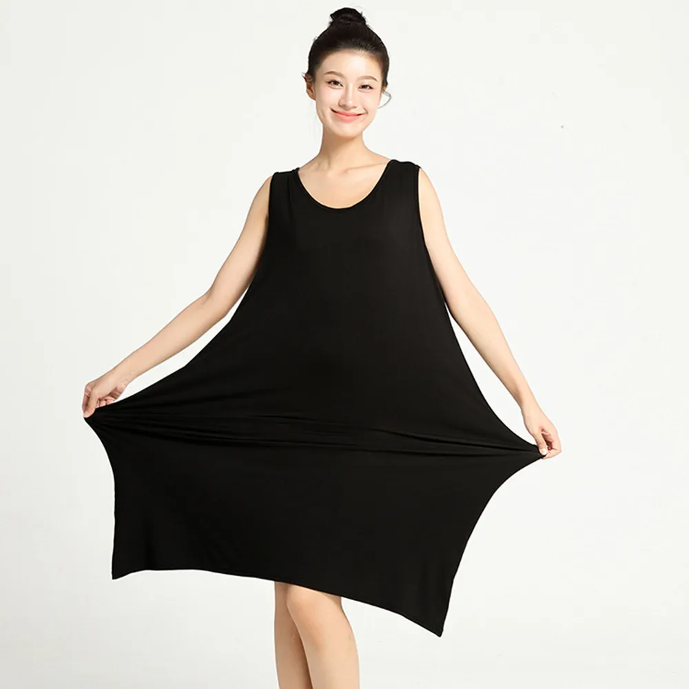 3XL-6XL Large Sleep Dress For Women Summer Female Sleepwear Modal Bamboo Fiber Thin Nightdress 2023 Sleeveless Nightgown