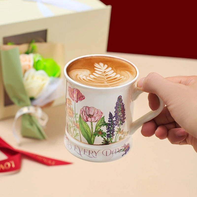 Classical Garden Ceramic Mug Vintage Water Cup Premium Coffee Cup Gift Box Large Capacity Tea Cup Present for Home Coffee Cups