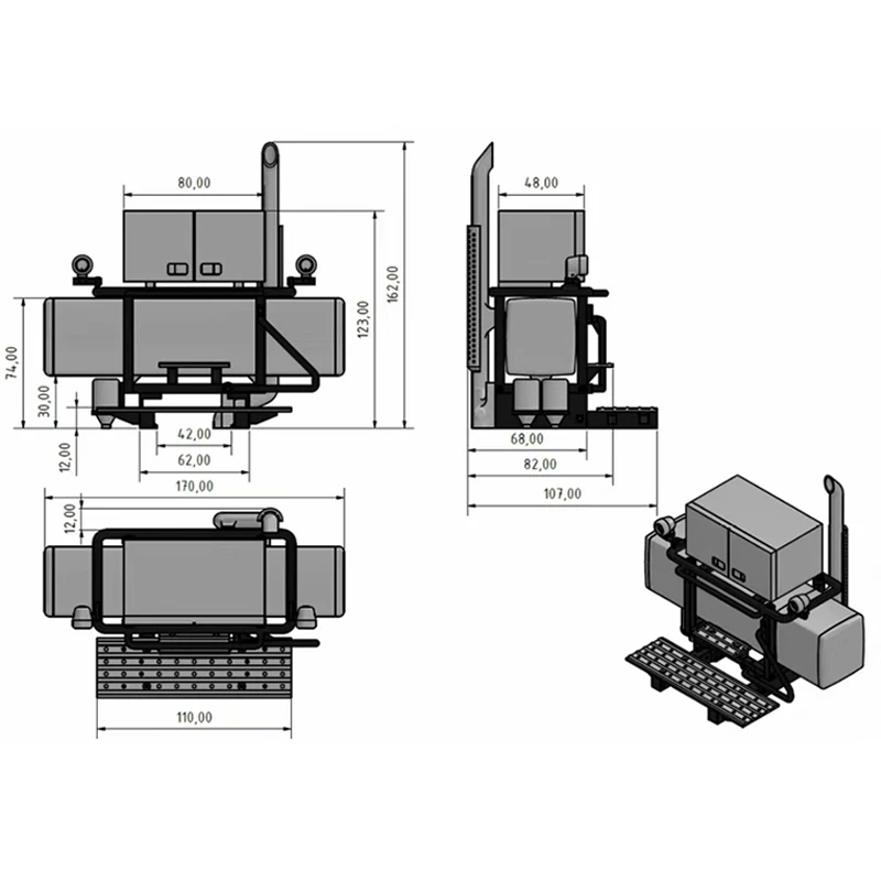 Modello di Attrezzatura Rack Tubo Del Gas Naturale Serbatoio Del Carburante per 1/14 Tamiya RC Camion Rimorchio Ribaltabile Scania Benz Actros Volvo MAN LESU Parti