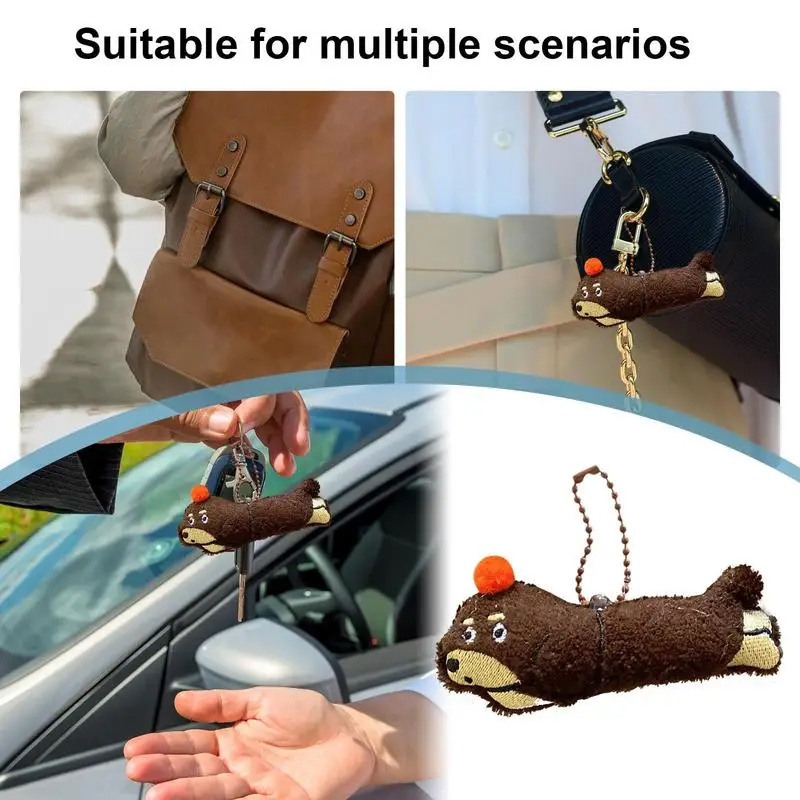 Plush Bag Charm Dachshund Plush Keychain Stuffed Puppy Cartoon Keyring Backpack Decoration For Classroom Graduation Birthday