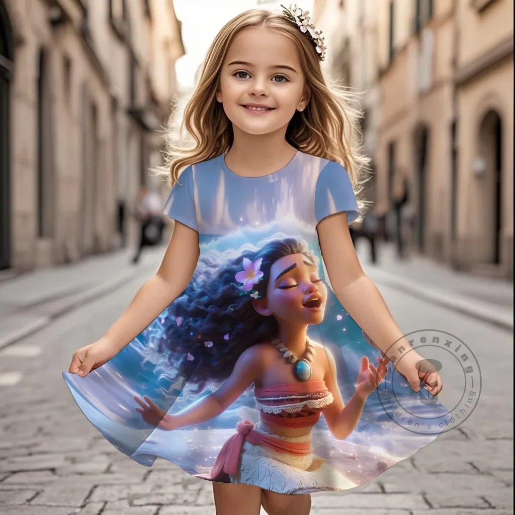 

Платье с короткими рукавами для девочек 925, милая юбка с принтом Моаны Диснея, новая летняя одежда, оригинальная брендовая одежда, детская одежда для сна