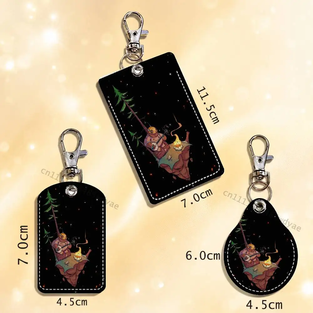 Outer Wilds Game Card Case Leather Card Holder Keychain Key Ring Transportation Card Case view 5