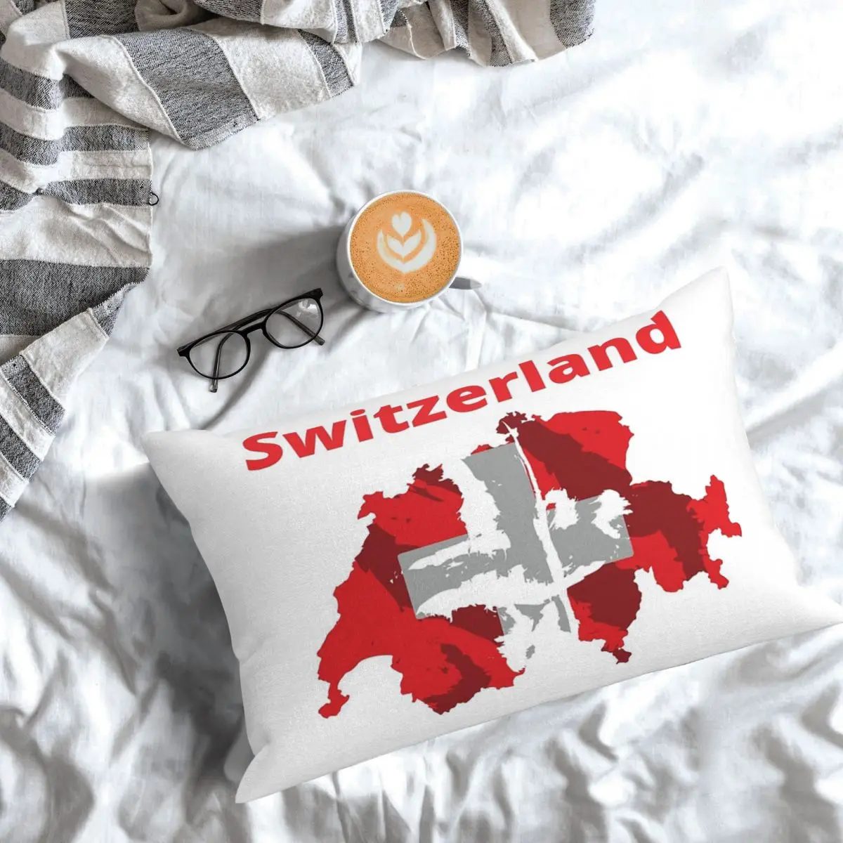 Swiss Switzerland Flag Rectangle Pillowcase Cushion Cover Decorative Bedroom Bed Home Comfort Throw Pillow