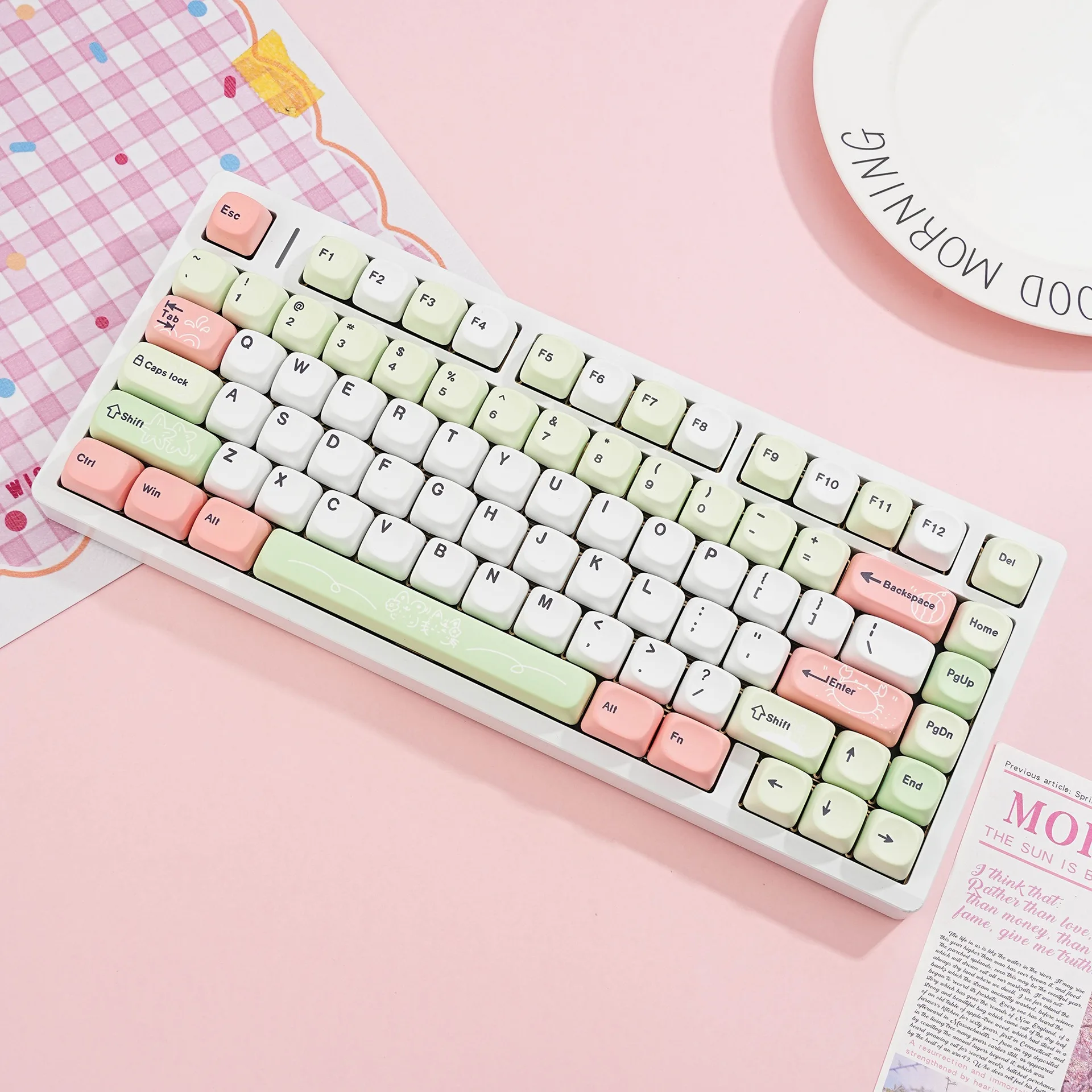 Mechanical Keyboard Watermelon Keycap MOA Profile PBT Keycaps ISO 7U Korean Russian Spanish French UK Abnt2 German Key Caps