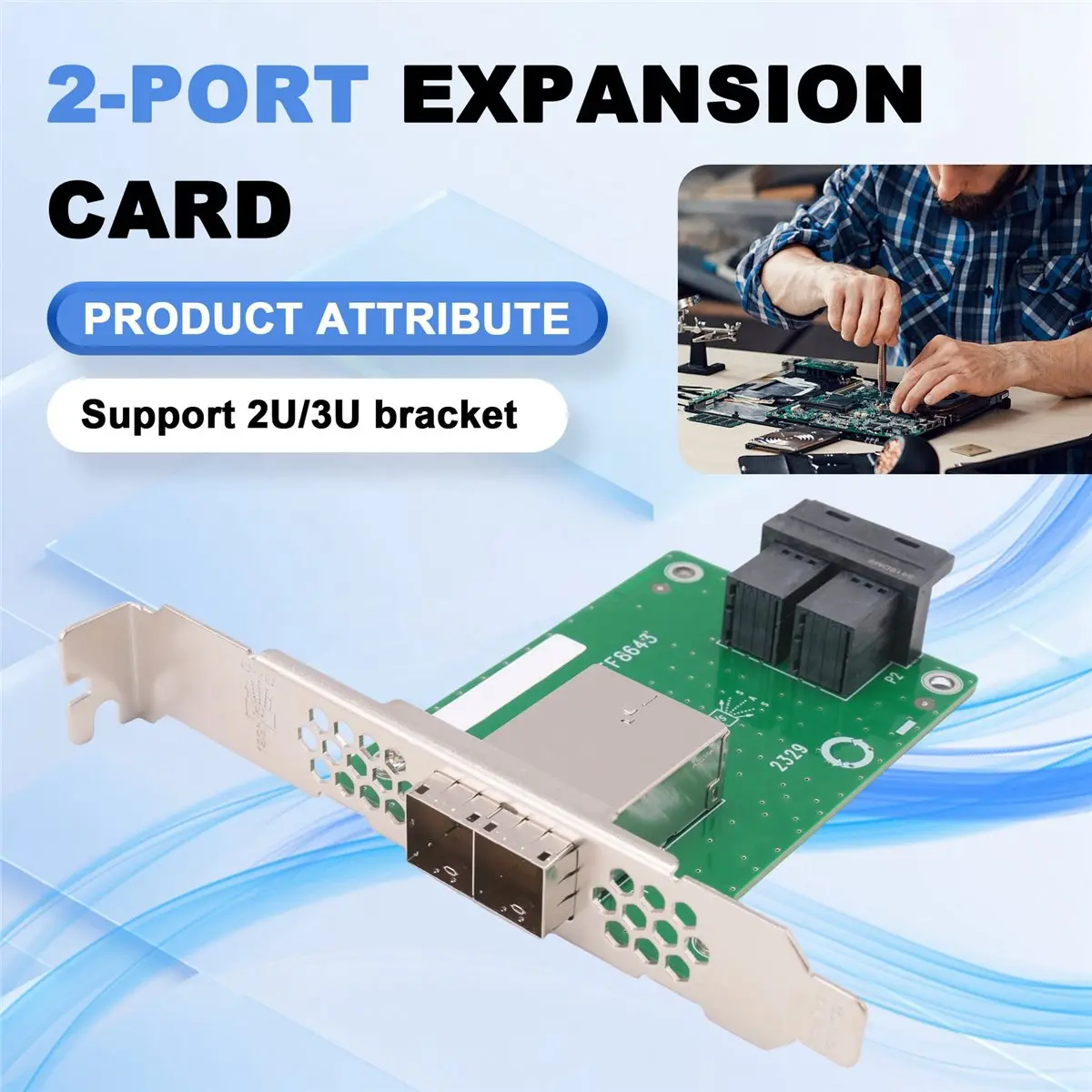 

2-Port SFF-8644 to SFF-8643 Expansion Card 8 SAS/SATA/SSD 6Gbps Mini SAS HD Riser Card