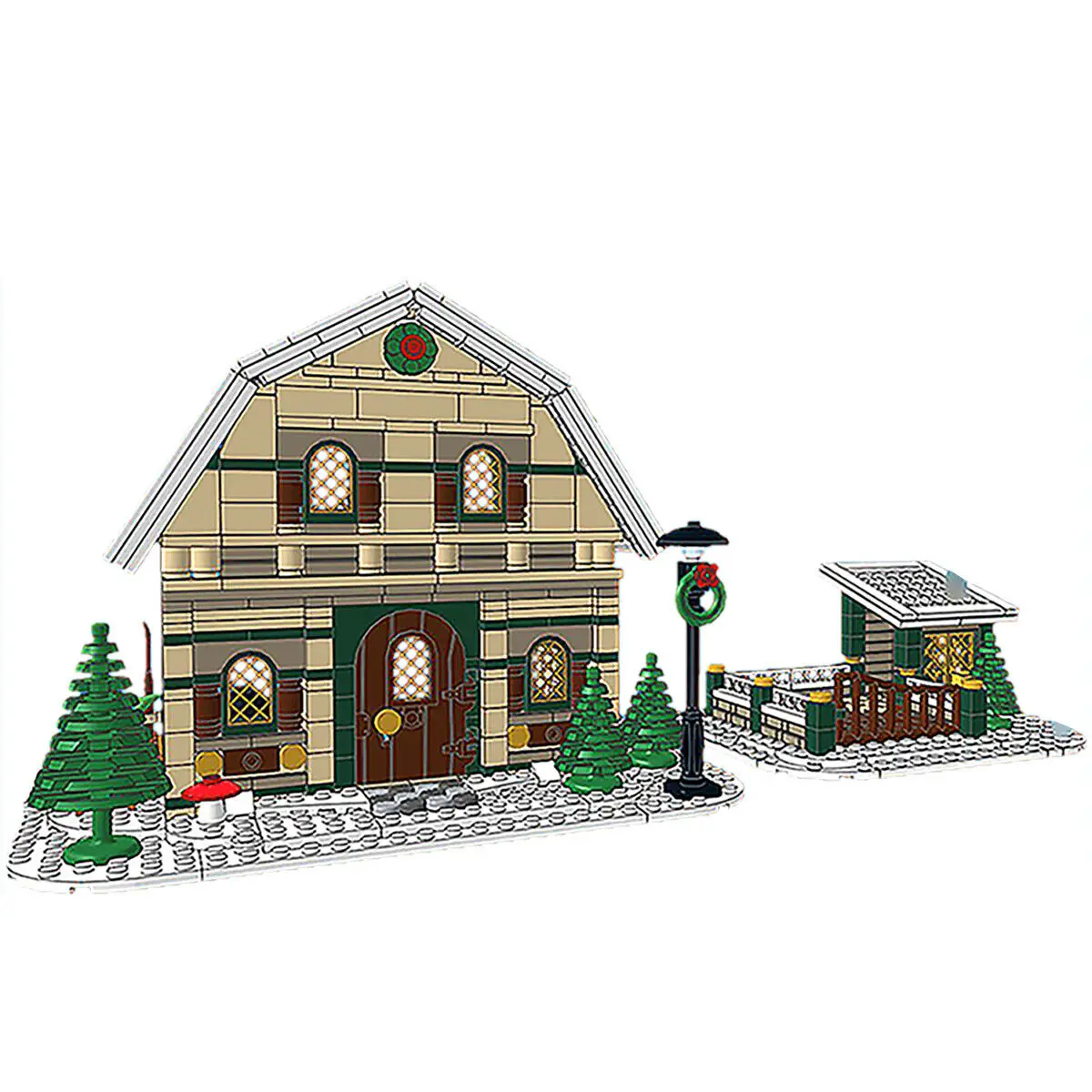 Modular Building: House and Barn for Winter Village Series 746 Pieces MOC Build