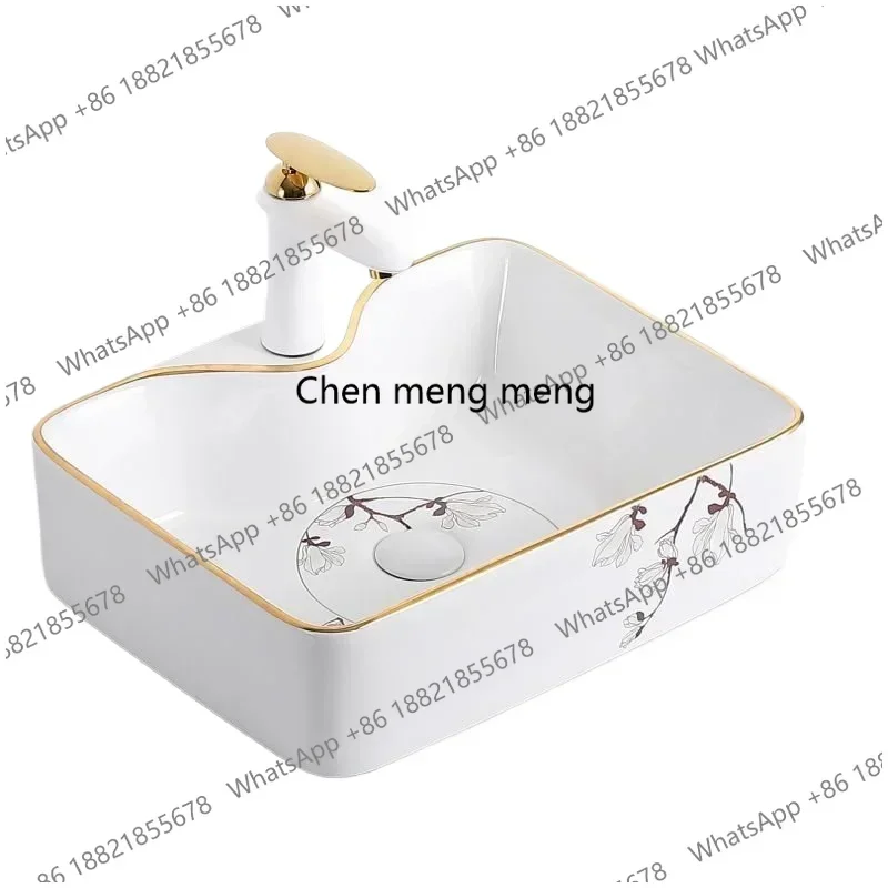 

Z136Square round Mini Wash Basin Art Bathroom Table Ceramic Home Balcony Wash Single