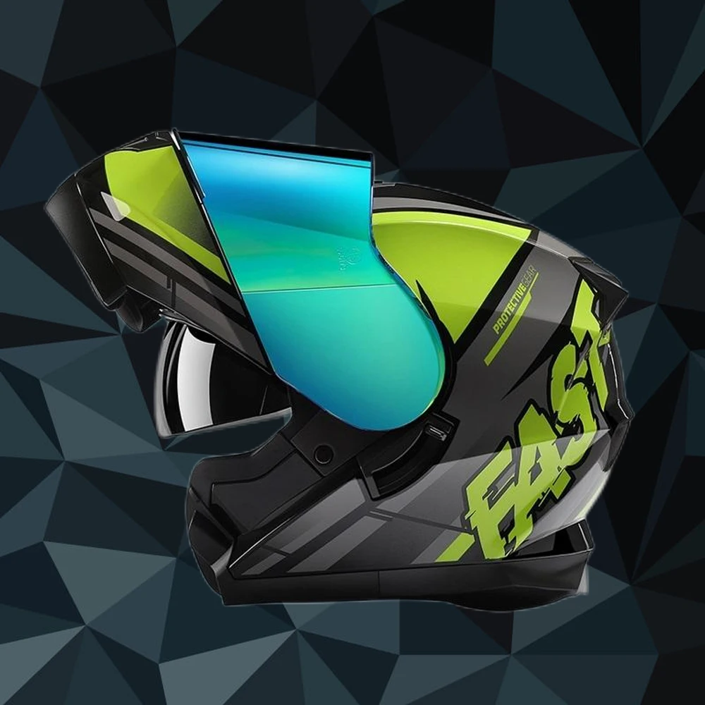 Double Visors Dirt Bike Helmet Modular Full Face Motorcycle Helmet Four Seasons Casque Dual Lens Motorbike Capacetes ECE DOT