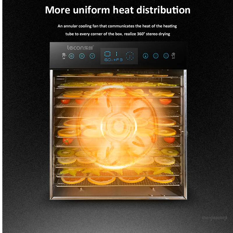 8/12-layer الغذاء ديهيدراتور الفواكه الخضروات اللحوم الحيوانات الأليفة يعامل التجارية المنزل استخدام آلة التجفيف 1000 واط الفولاذ المقاوم للصدأ مجفف الطعام