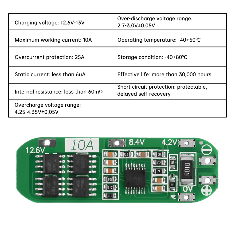 3S 12.6V Lithium Battery Charger/Discharger Protection Board Battery Management System Same Port BMS No Equalization