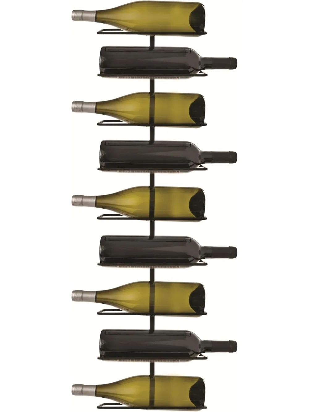 

Modern Minimalist Black Wrought Iron Wall-Mounted Wine Rack - Holds 9 Standard Bottles, Storage Solution for Alcohol