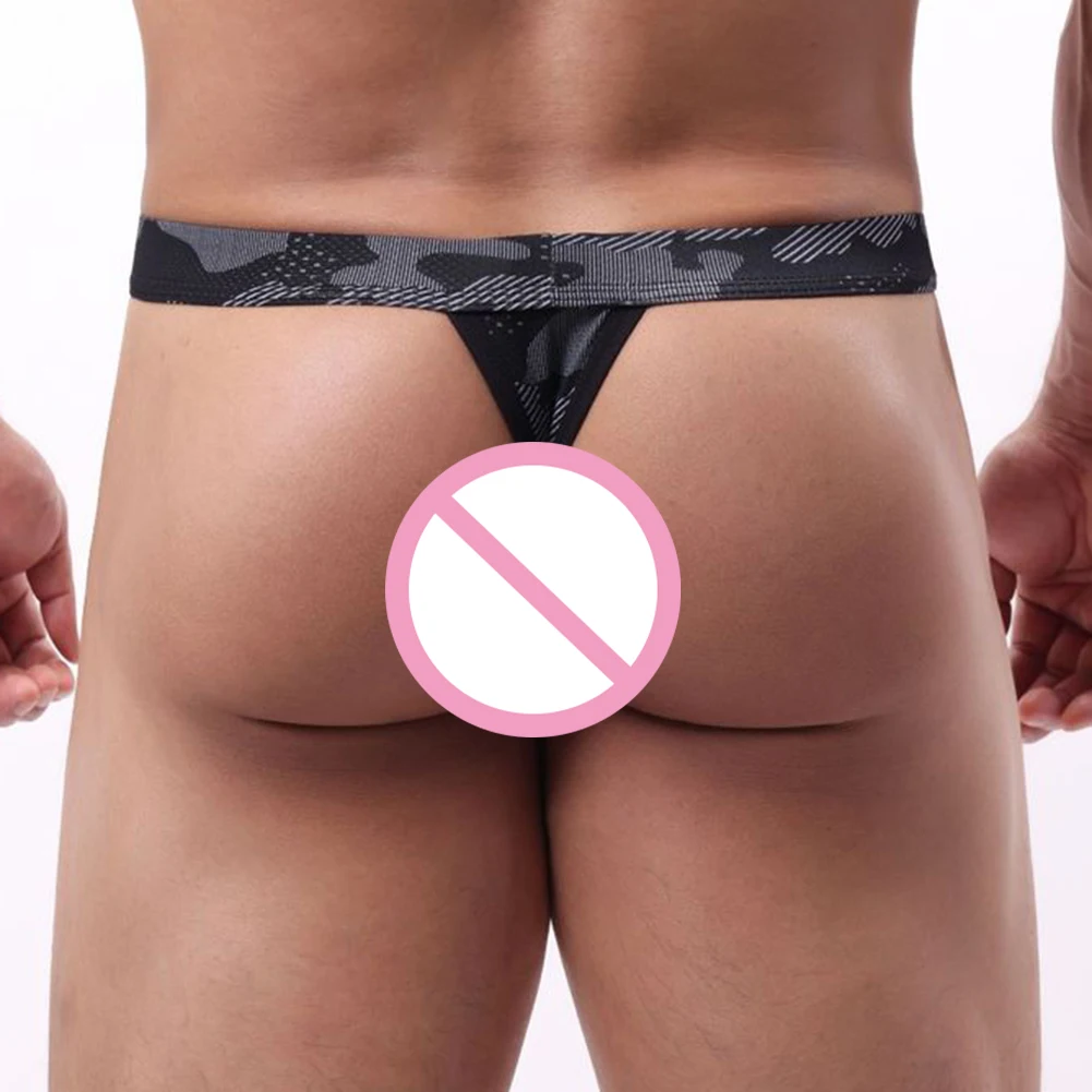 

Men Printed Sports Breathable Thong Mens Sexy Lingerie Underwear Breathable Mesh Gay Sissy Bulge Pouch Underpants Men Panties