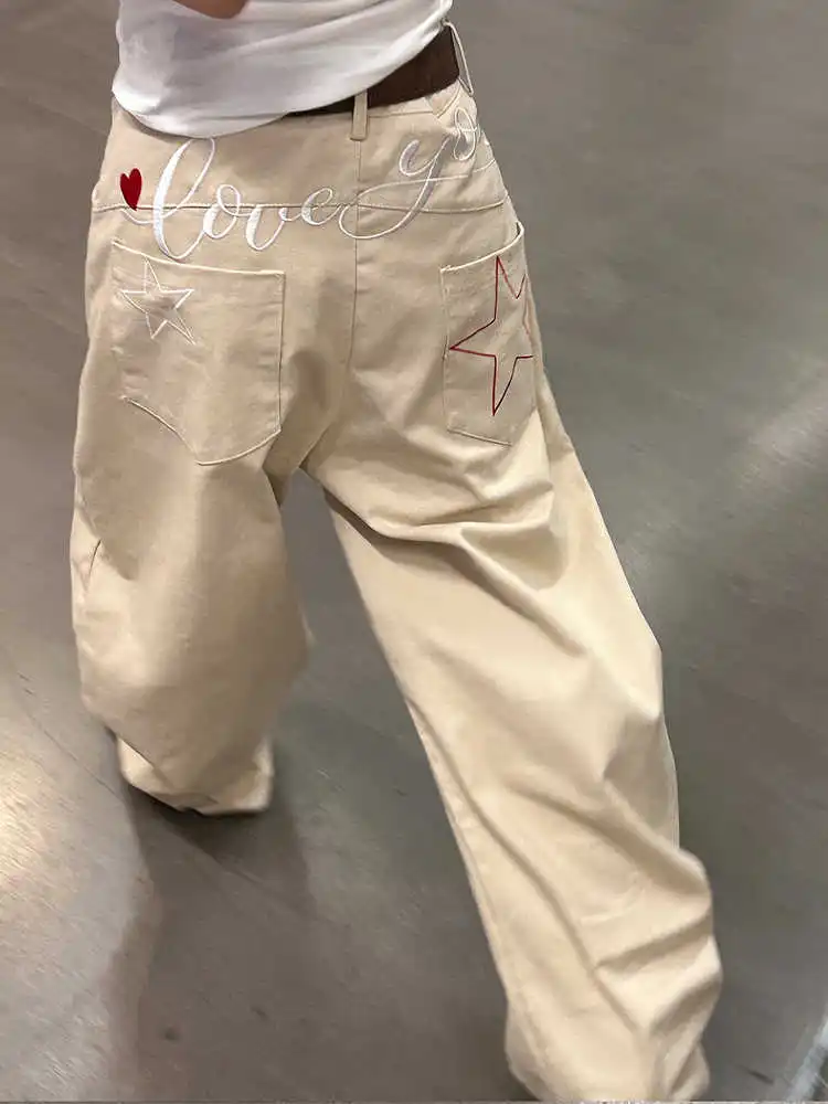 

2200, осень-зима, женские широкие джинсовые брюки в американском стиле ретро Y2K, мешковатые джинсы цвета хаки для мамы, японские джинсы в стиле Харадзюку