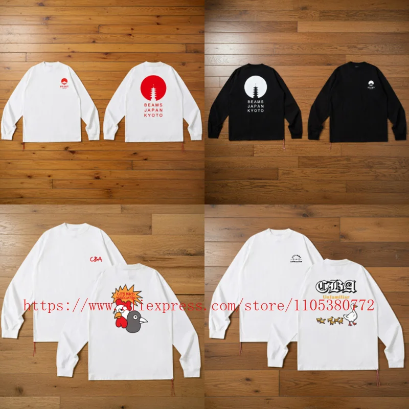 2026 Neue Beams Herren Casual 100% Baumwolle Langarm-T-Shirt mit Buchstaben-Logo-Print Übergroßes Hochwertiges Oberteil Schnelle Lieferung