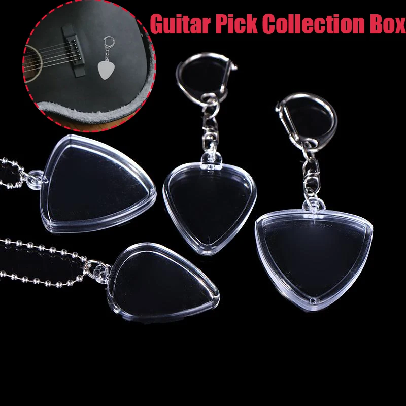 1Pcs Guitar Pick Collection Box Clear Holder Keyring Bag Heart Shaped Picks Size Case Musical Accessories Guitarists Storage