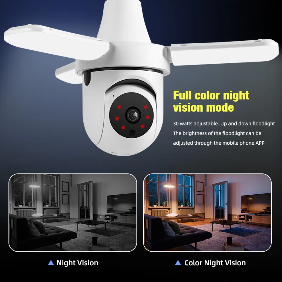 KERUI Bulb Cam 3MP E27 2.4G/5G Wifi Surveillance Camera Night Vision Home Security IP Camera AI Human & Vehicle Detection Onvif