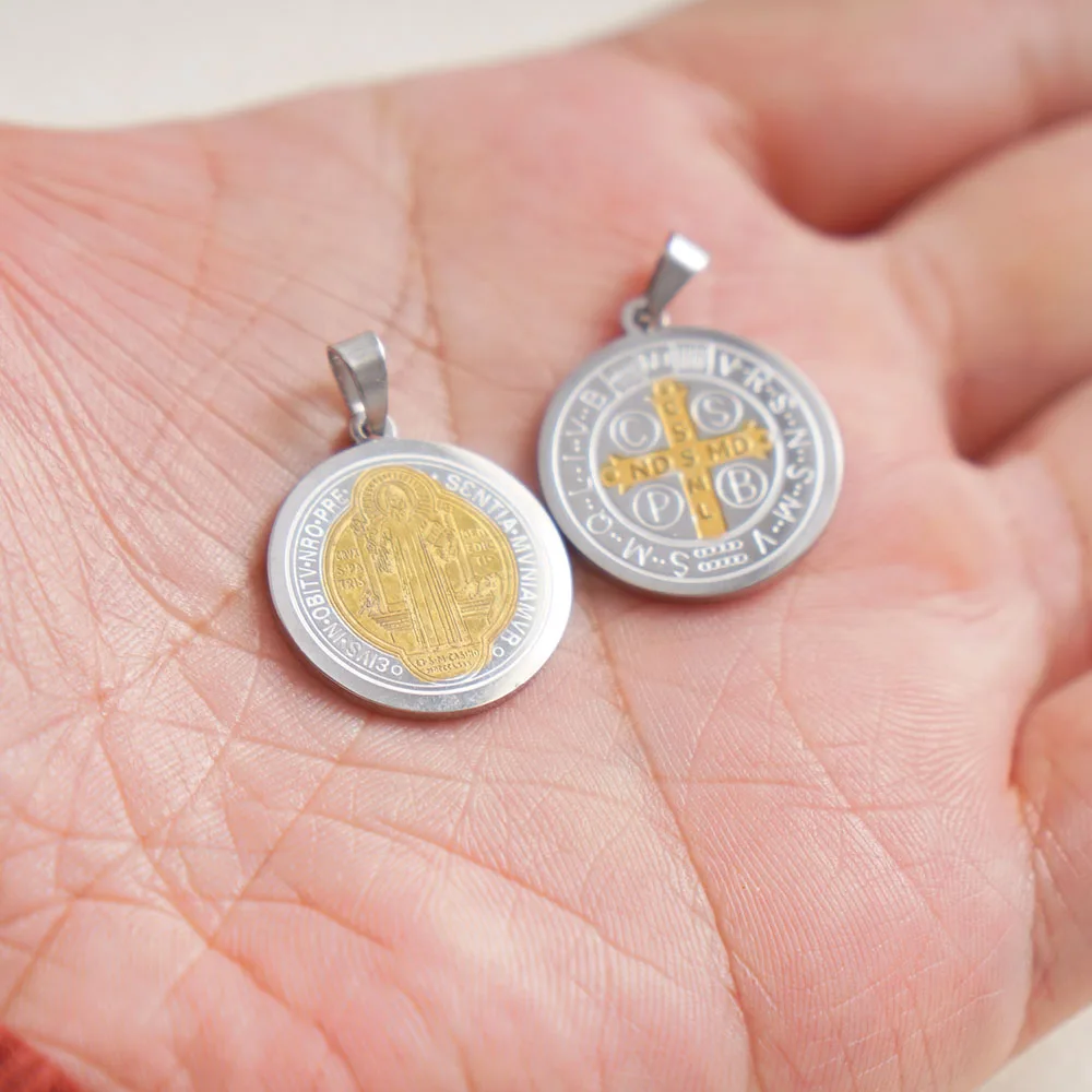 2 قطعة الفولاذ المقاوم للصدأ سان بينيتو قلادة للمجوهرات المعدنية سان بينيتو ميدالية لقلادة سوار بالجملة