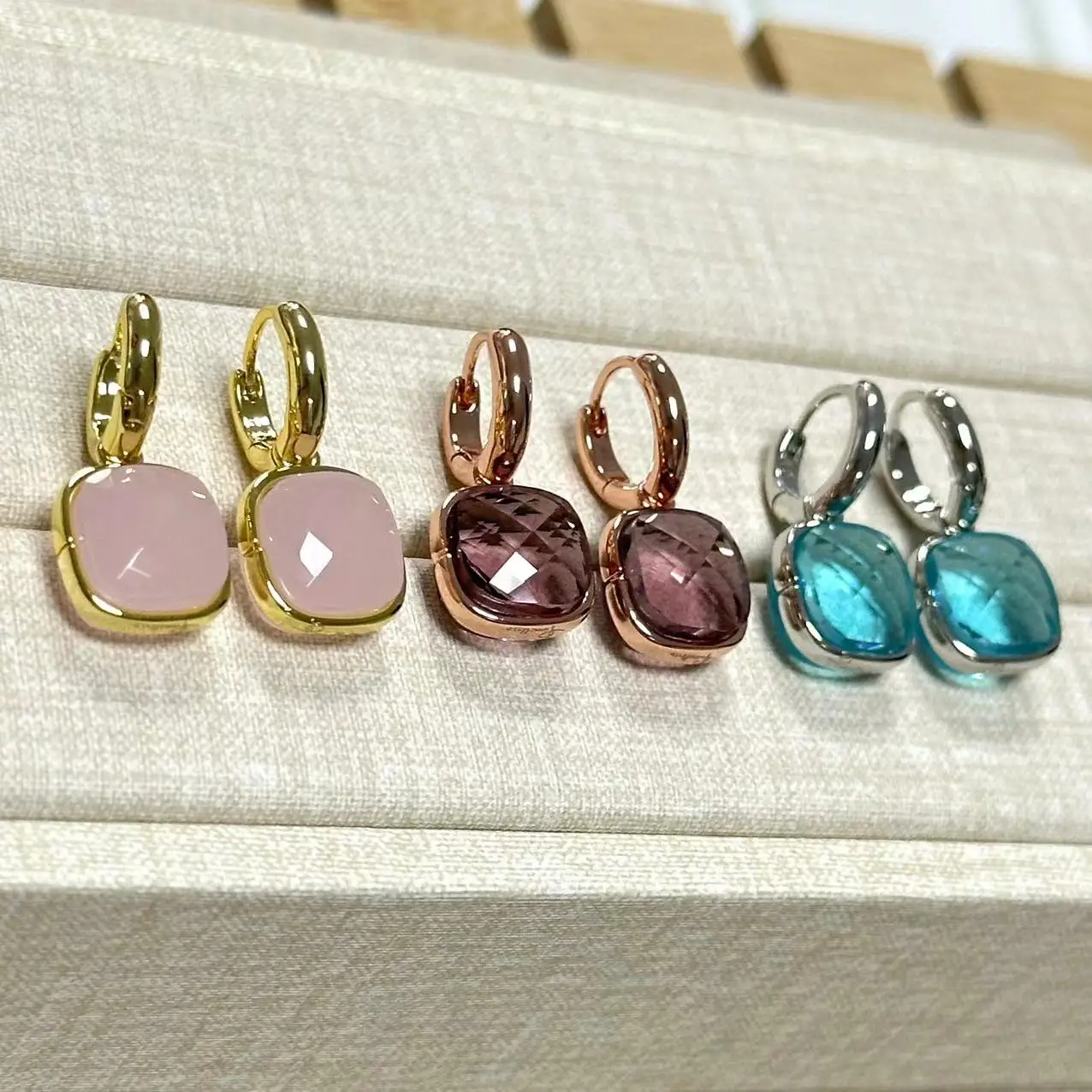10mm Earrings Inlay Zircon With Blue Topaz Elegant Candy Crystal Perfume Bottle Earring Fashion Jewelry for Women