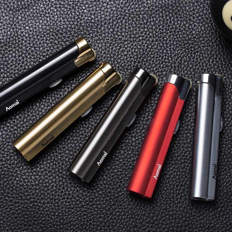 AOMAI Lighter Series Creative Lighter Grinding Wheel Semi-circle Bar Lockable Fire Blue Flame Gadget Cigarette Accessories