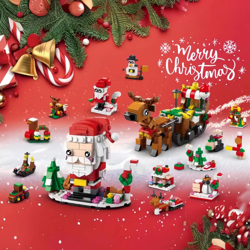 Christmas Advent Surprise Toy Set para crianças, conjuntos de blocos de construção, caixa cega, Papai Noel, decoração, presentes