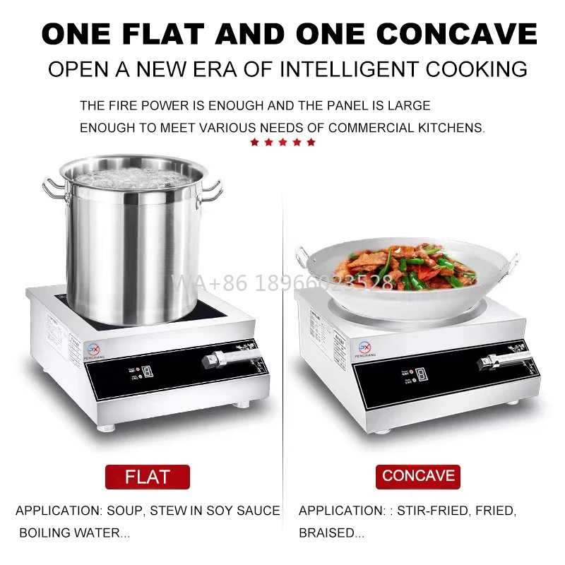 

Concave Cooker Stainless Steel Machine 220V 5000W Customized Single burner Commercial Induction Cooktops Electric