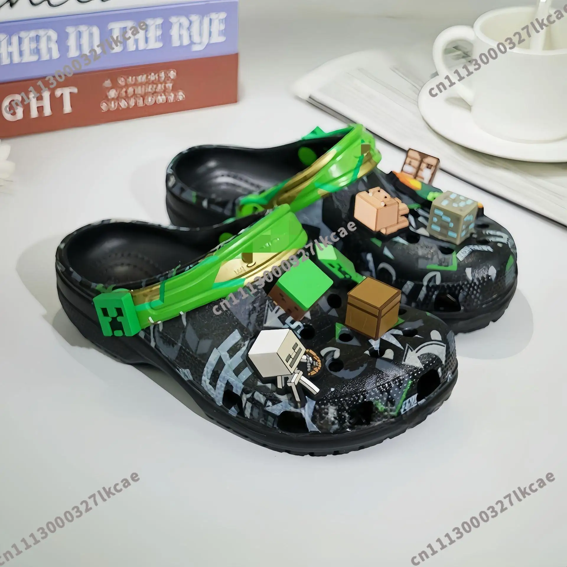 Adult Spider Web Pattern Clogs White Eva Garden Shoes Non Slip Man Beach Slip On Casual Slippers with Adjustable Strap - view 6