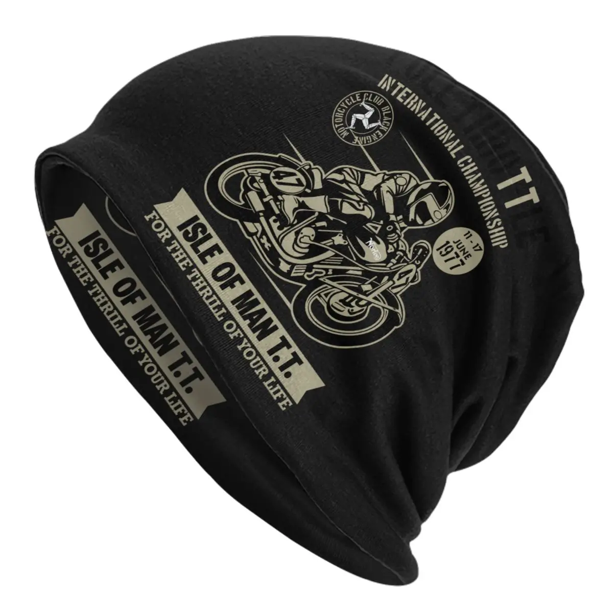 Custom Vintage TT Motorcycle Racer Skullies Beanies Caps Unisex Winter Warm Knit Hat  Isle of Man Bonnet Hats Outdoor Ski Cap