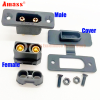 2pcs/1Sets Original AMASS Black XT90E-M XT90H-F Male Female Connecto Plug Screw Mount Protector Cover Connectors