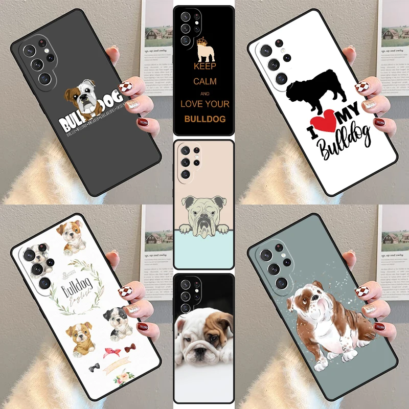 

British English Bulldog Phone Case For Samsung Galaxy S25 S23 S30 S21 S20 FE S24 S22 Ultra Note 10 20 Plus Silicone Cover lite