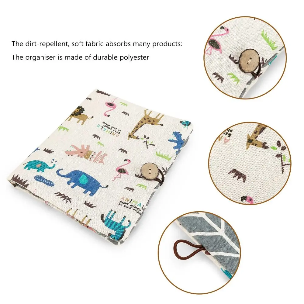 Cartoon Pattern Baby Diapers Storage Pouch Portable Foldable Stroller Storage Bags Multi-Compartment Soft