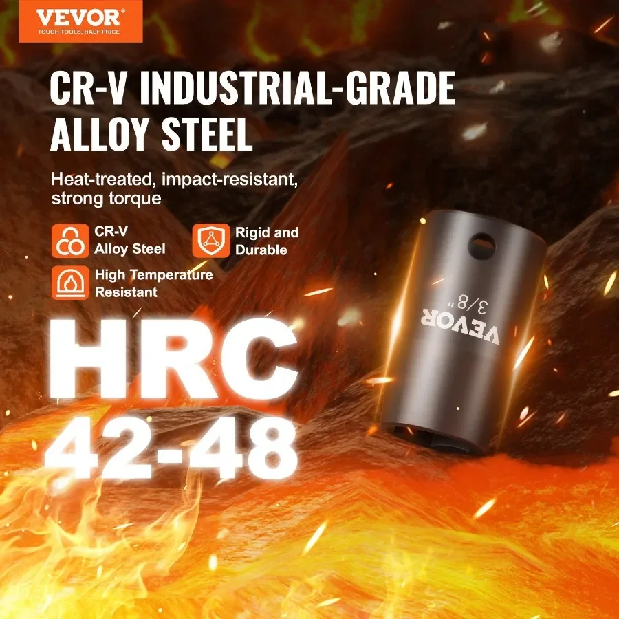 مجموعة مقابس الصدمات VEVOR مكونة من 29 قطعة مكونة من 6 نقاط 3/8 بوصة مجموعة أدوات السقاطة