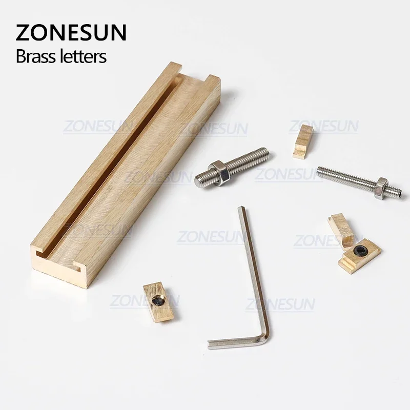 ZONESUN 184Pcs Custom Logo Brass Alphabet Letter Set With Number Symbols 10cm T slot Letter Stamp For Hot Foil Stamping Machine