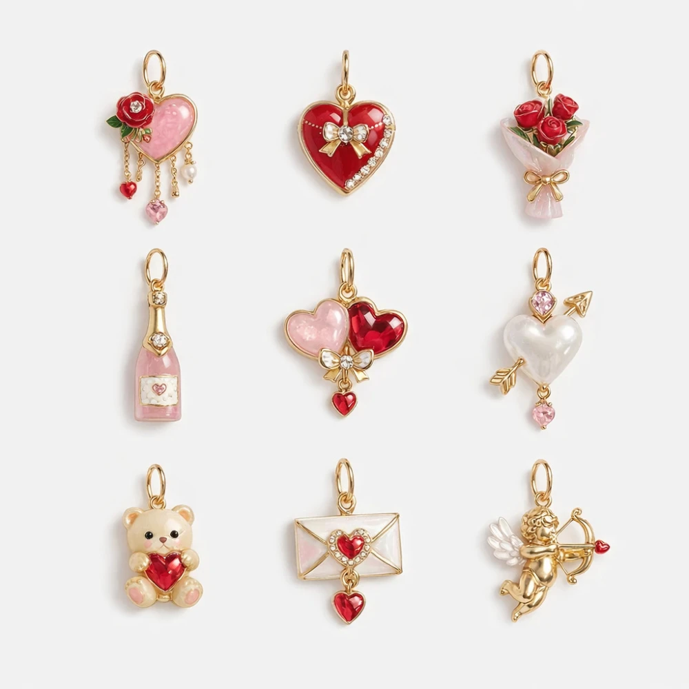Neue modische und beliebte Valentinstags-Rosen-Liebesbouquet-Umschlag-DIY-Anhänger-Charms für Schmuck. – Detail 2