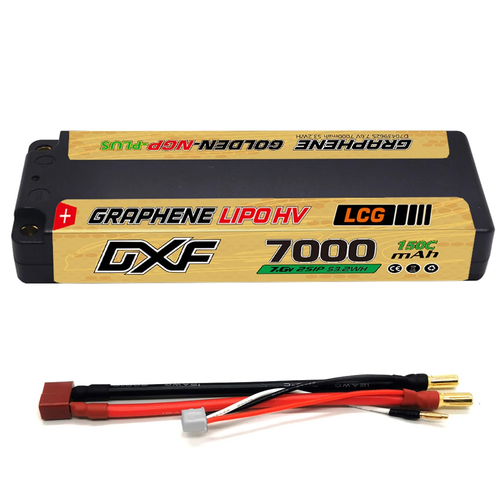 DXF 2S 7000mAh Lipo Langzeit-Akku 7,6V 150C 5mm Stecker Hardcase für Buggy Truggy Offroad Boot Auto LKW RACING Helikopter