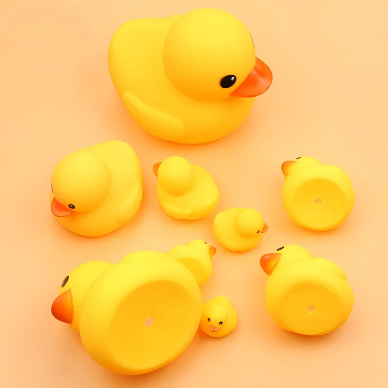 Cute Duck Baby Bath Toys Squeeze Animal Rubber Toy BB Duck Bathing Water Toy Race Squeaky Rubber Yellow Duck Toys for Kids Gifts