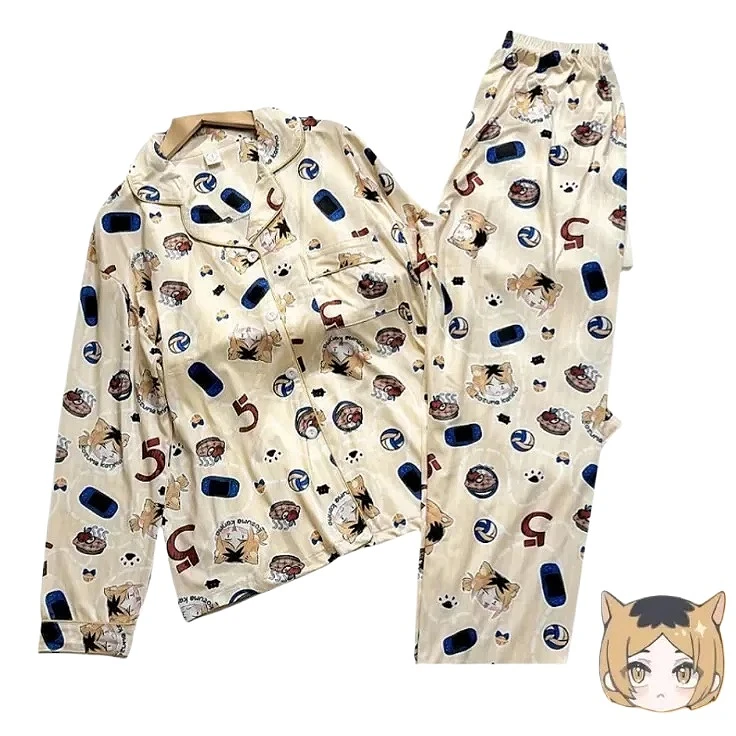 

Haikyuu!! Kozume Kenma Cartoon Long-sleeved Pajamas Cute Fashion Home Pajama Set Cardigan Student Dorm Girls Girls Holiday Lovey