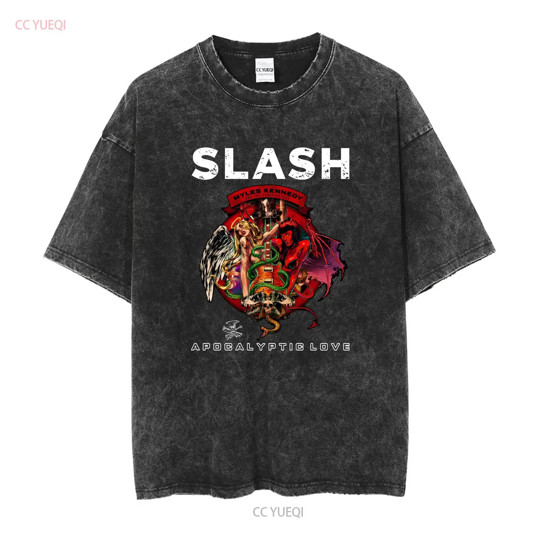 Slash Apocalyptic Love Album Men's T Shirt Myles Kennedy Conspirators Angel vintage Washed graphic fashion Stretched